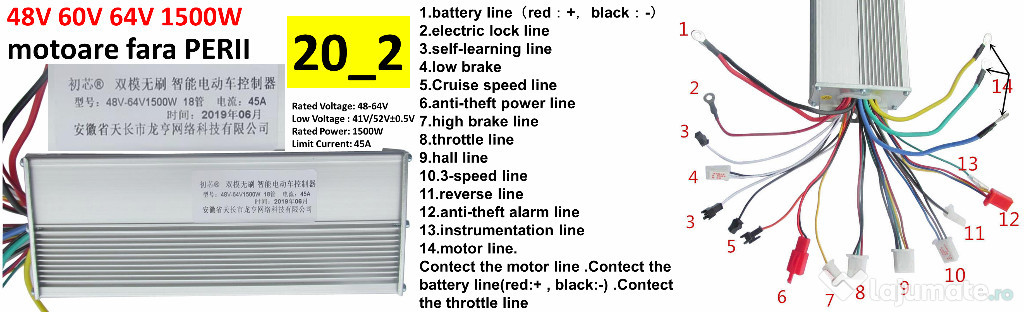 Controler bicicleta electrica /scuter 36V/1000W, 48V/1000W 1500W Noi!
