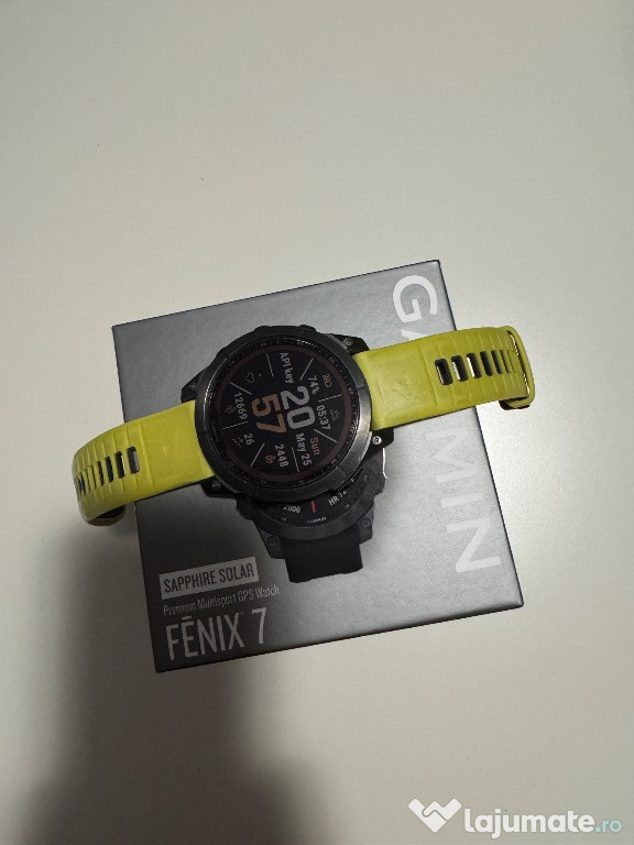 Garmin Fenix 7 solar, folosit, in cutie originala