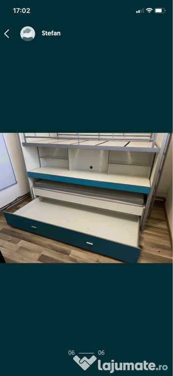Pat etajat din pal si metal cu birou incorporat 200x90