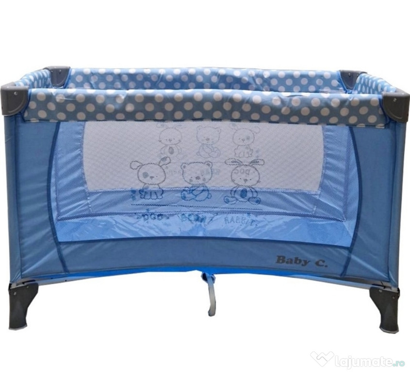 Patut pliabil copii, 2 niveluri inaltime, Geanta, Plasa de protectie.
