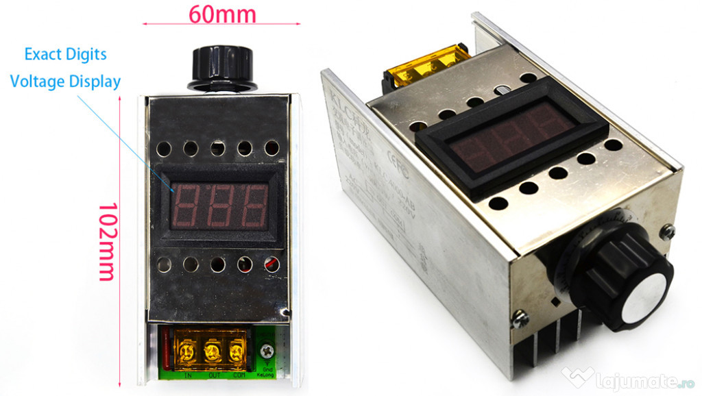 Variator turatie c.a. 4000W/10000W 220V AC+voltmetru, Nou ambalat!!