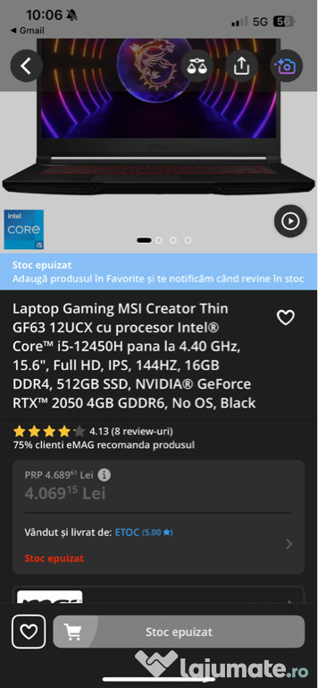 Laptop GAMING MSI (stare perfecta)