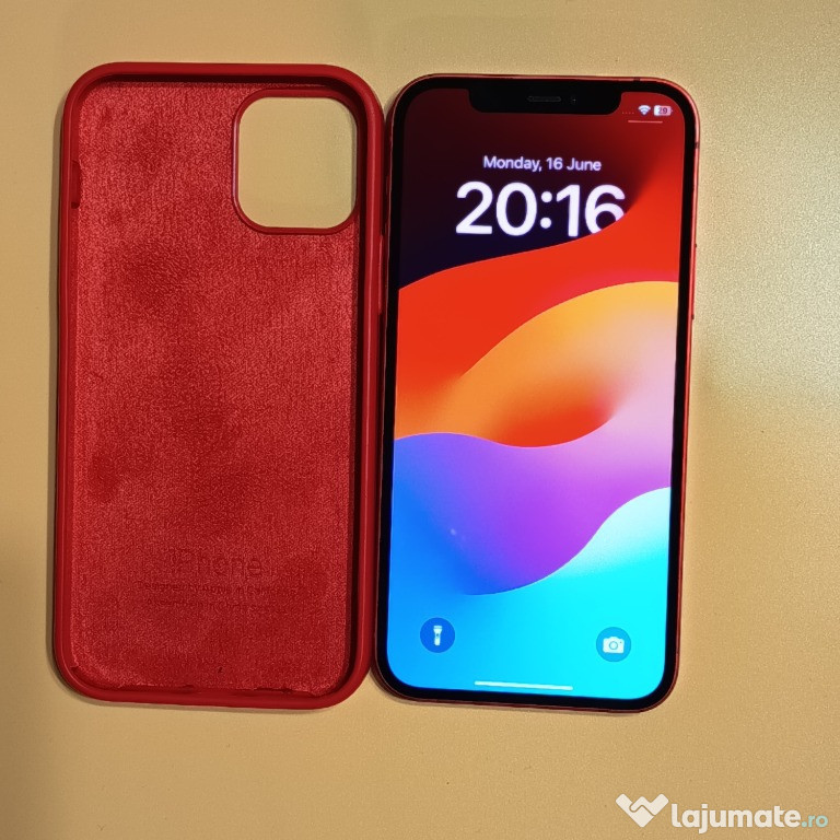 IPhone 12 Red Edition, 128Gb, Baterie 80% + husa silicon - Super pret!
