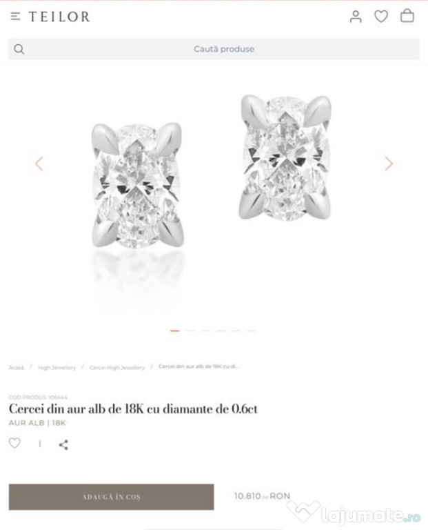 Cercei TEILOR din aur alb de 18K cu diamante de 0.6ct