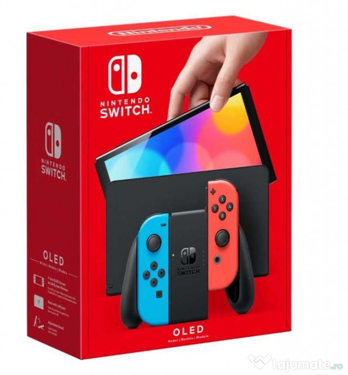 Nintendo Switch OLED (RED & BLUE JOY-CONS)- ca nou + accesorii premium