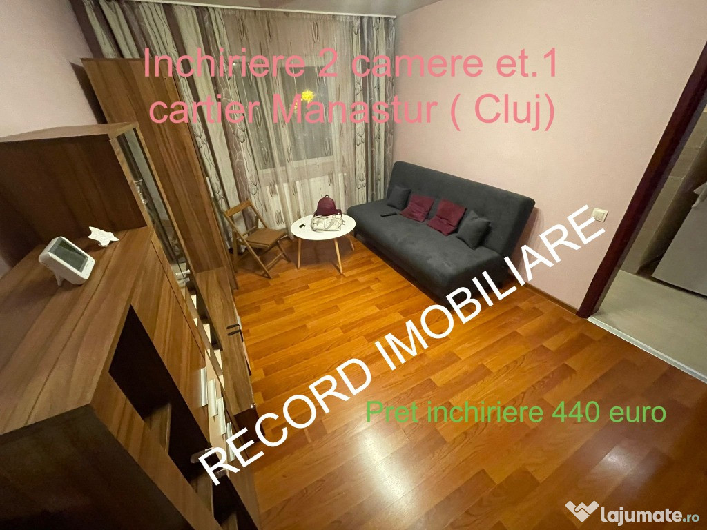 Apartament 2 camere,et.1/4 ocupare imediata Manastur