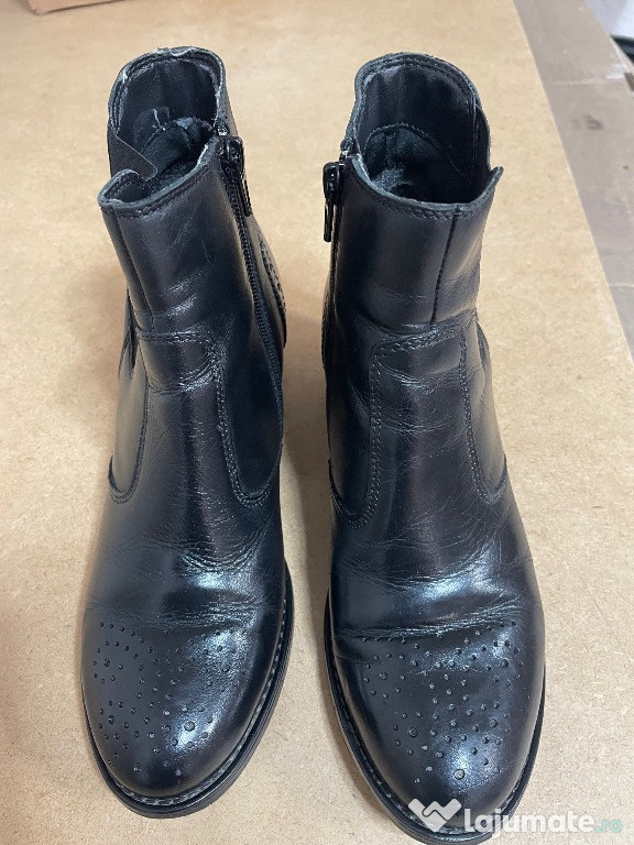 Ghete Negre Elegante, Model Brogue (Mărimea 36)
