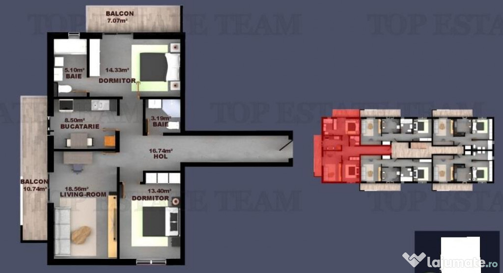 Apartament 3 camere finisaje Premium, pompe de caldura, Fund