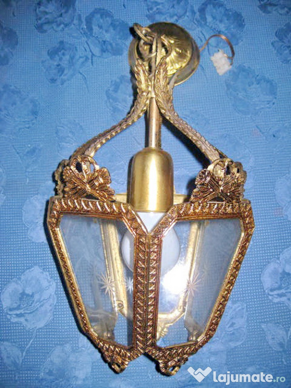 7586-Lampadar Tip Felinar Franta Bronz Masiv Aurit.