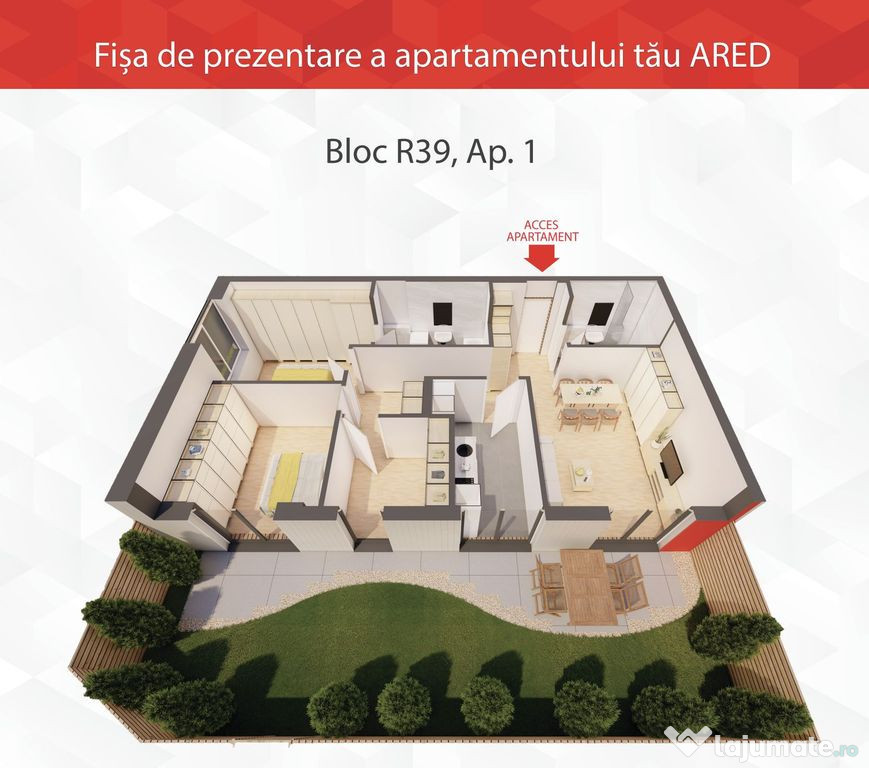 In curand apartament nou cu 4 camere si gradina la ARED C...