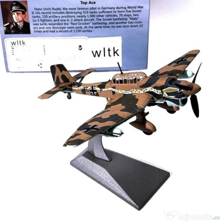 Macheta avion metalica Stuka Ju-87 R-2 Hans Rudel 1:72 19cm