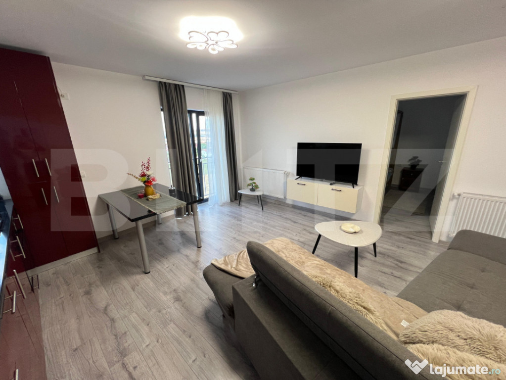 Apartament cu 2 camere, 47 m² – amenajat cu stil și pat