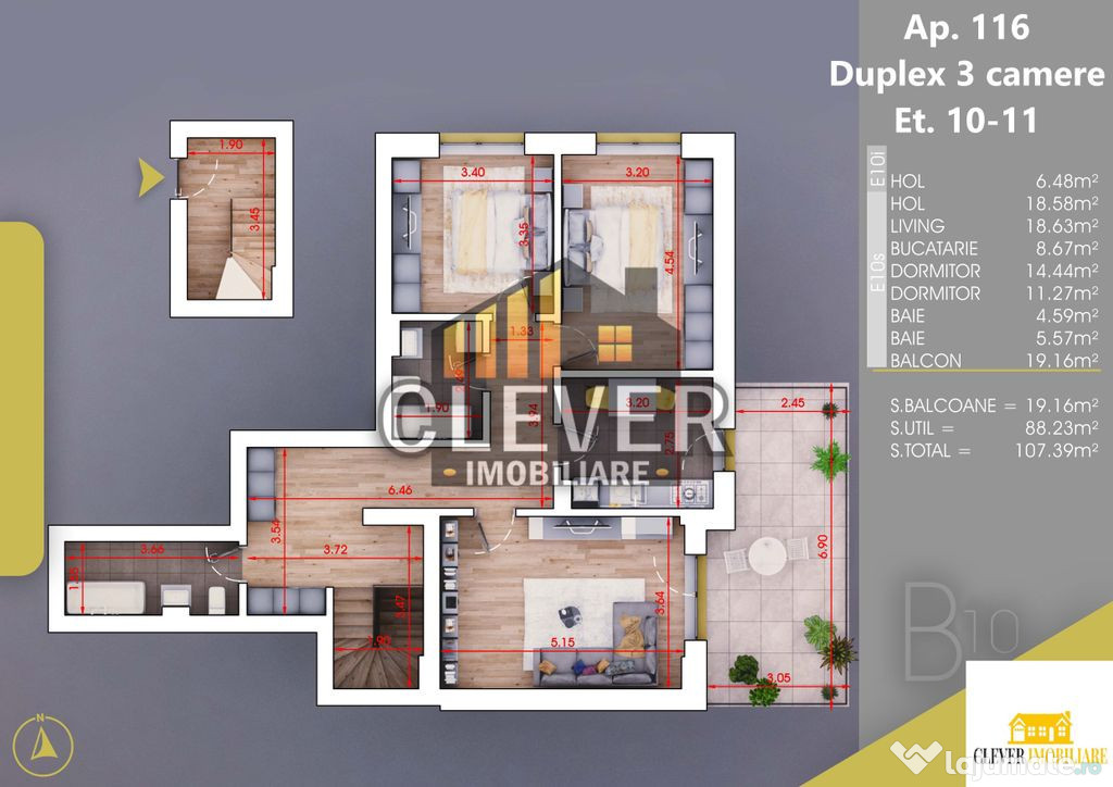 Apartament 3 Camere-Scara Interioara-Metrou Nicolae Teclu