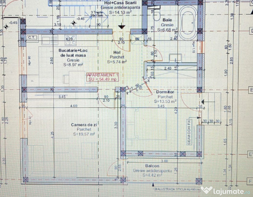 Apartament de 2 camere, 54 mp, cu 45 mp curte, Braytim