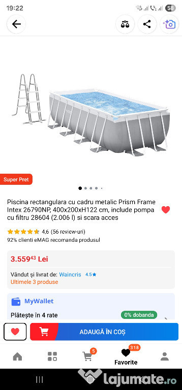 Piscina INTEX 4M x2M x1.22M