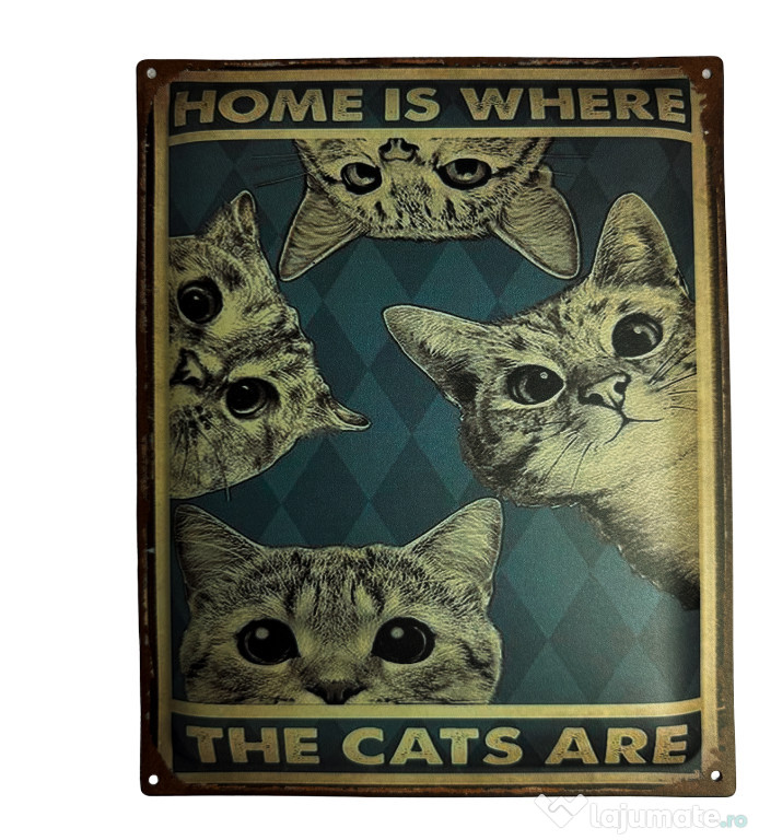 Home Is Where the Cats Are – Funny Cat Metal Sign