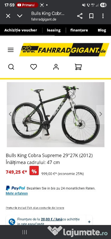 OCAZIE ! Bicicleta Bulls King Cobra S29