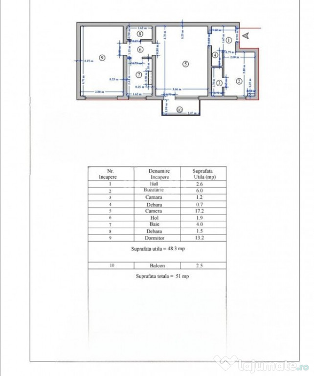 Palas Mall- Podu Ros, apartament 2camere, etajul 2