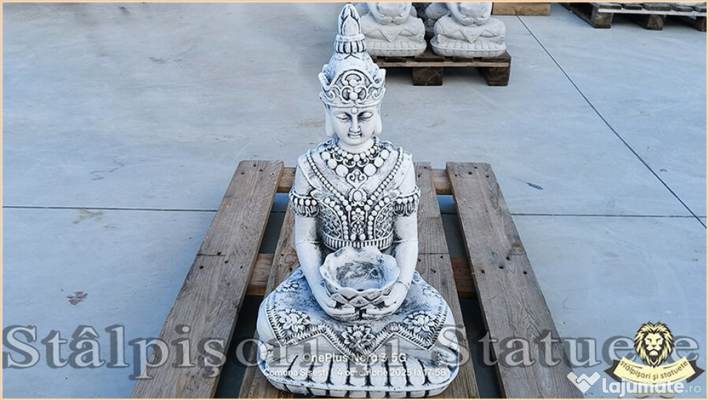 Statuetă Buddha Kwan Yin, gri antichizat, model S8.