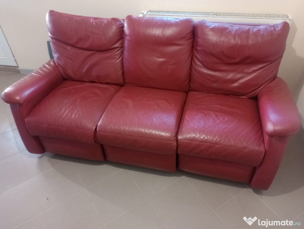 Vând canapea piele 3 locuri