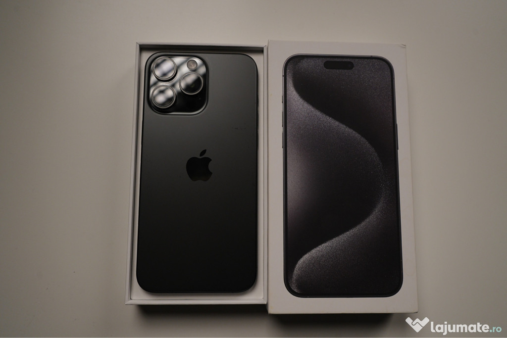 IPhone 15 Pro Max Black Titanium, 256 GB, Stare Excelenta