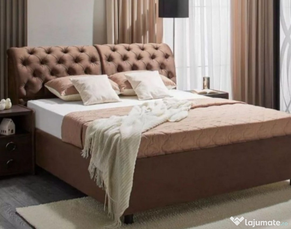 Pat complet cu saltea si doua lazi pentru depozitare