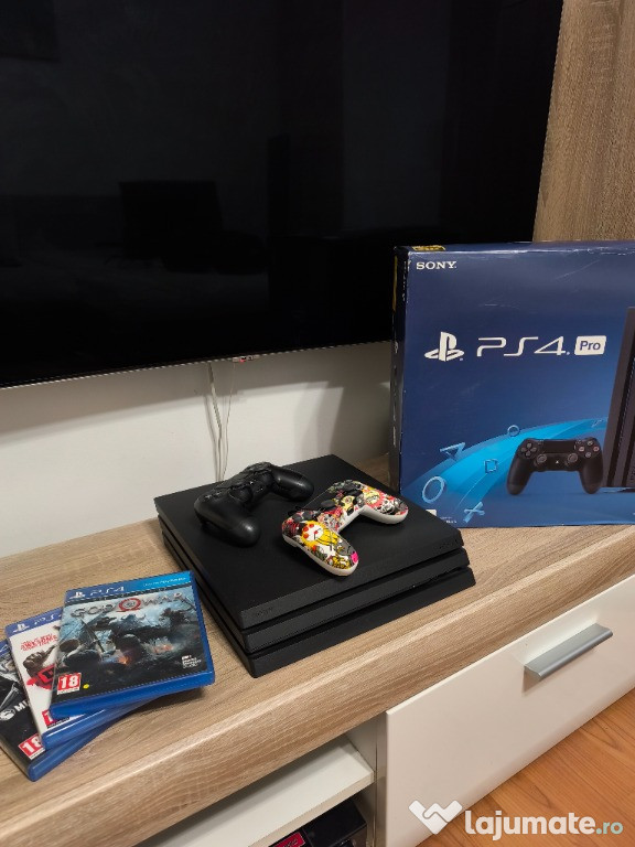 PS4 PRO 1Tb cu 2 Controlere + 3 Jocuri