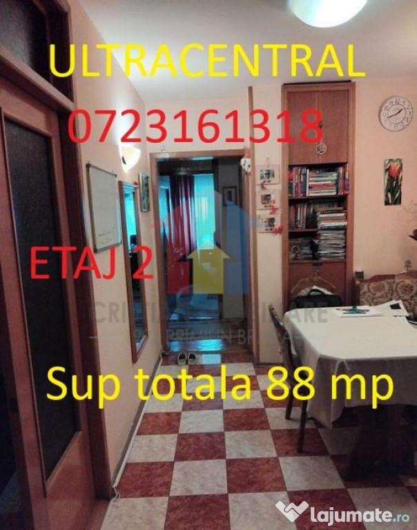 ULTRACENTRAL! Ap 3 camere, Calarasi, 88 mp, etaj 2, 3 balcoa