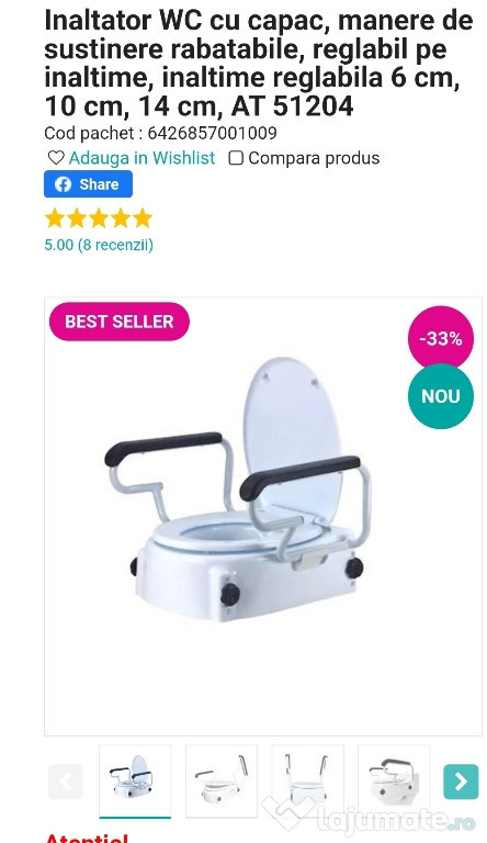 Inaltator WC medical nou Sigilat