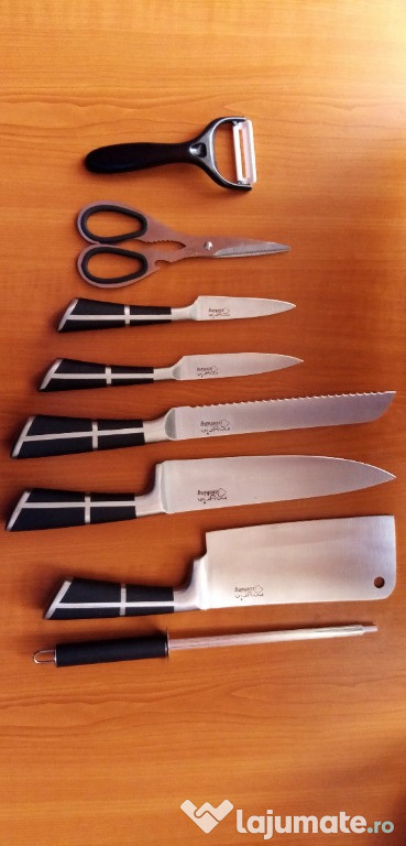 Set cutite MYRIA MC4024, 9 piese, otel, 7.6 - 20.3, negru + Suport