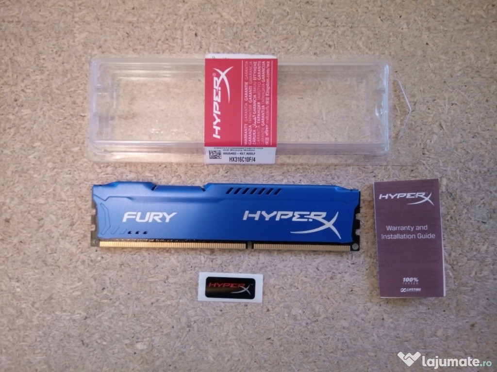 Memorie RAM HyperX Fury Blue 4GB DDR3 1600MHz CL1
