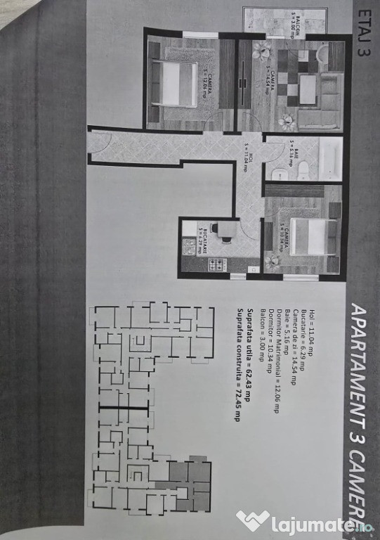 De vanzare apartament 3 camere