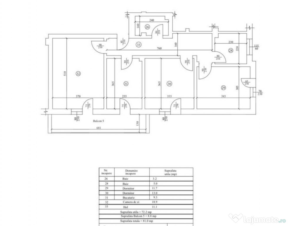 Apartament 3 camere, decomandat, 81 mp, Cartierul Veteranilo