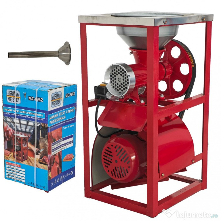 Masina de tocat carne profesionala 1,2 kw, palnie inox, 2 curele