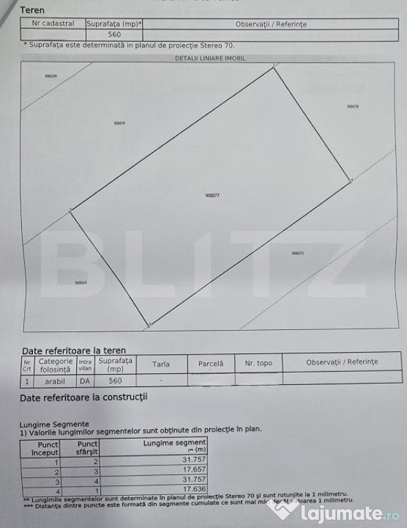 TEREN INTRAVILAN - 560 mp. AMATI