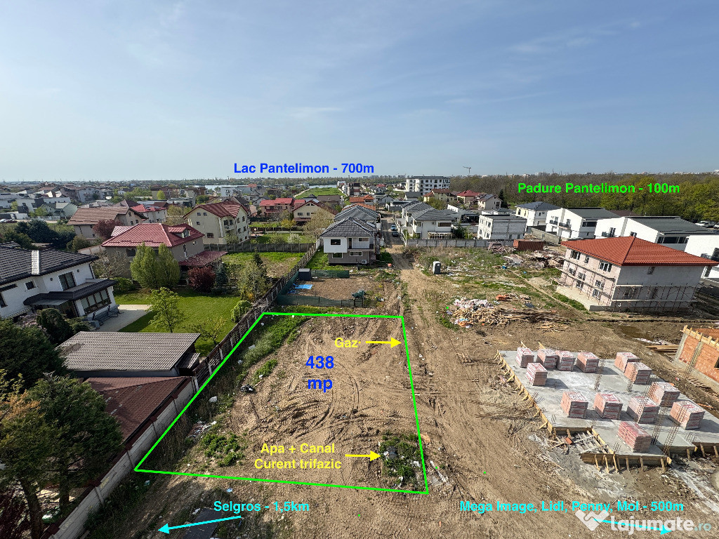 Teren dubla deschidere 438 mp -Sos.Cernica/Pantelimon - utilitati full