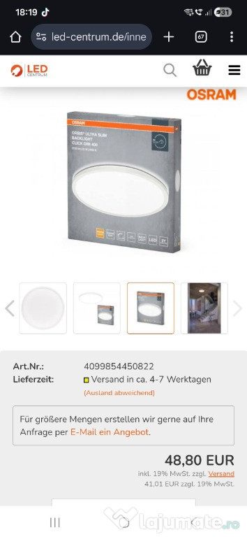 Bec aplica plafoniera led osram