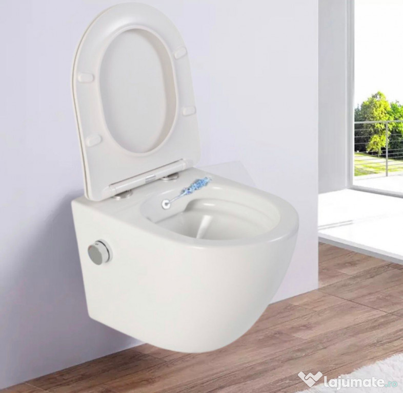 Vas wc suspendat cu functie bideu, semirotund