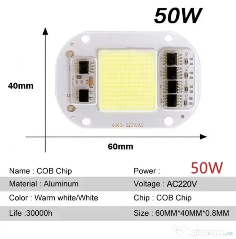 Led chip tip COB 50w
