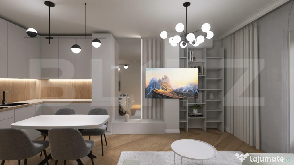 Apartament nou modern, 2 camere, centrala pe gaz si panouri