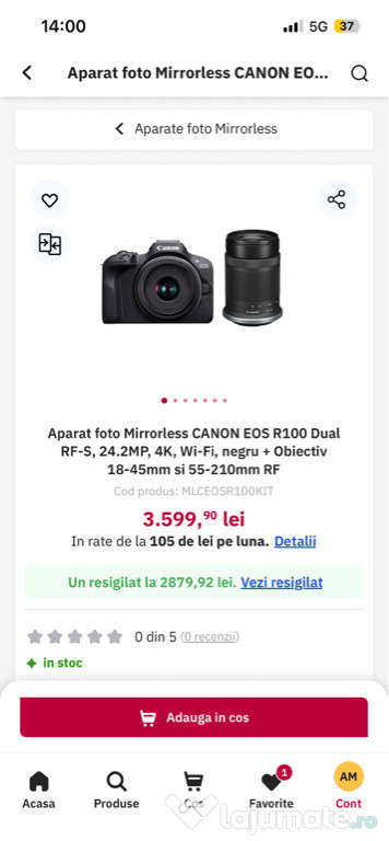 Canon Eos R100 kit plus blitz TT350 GODOX