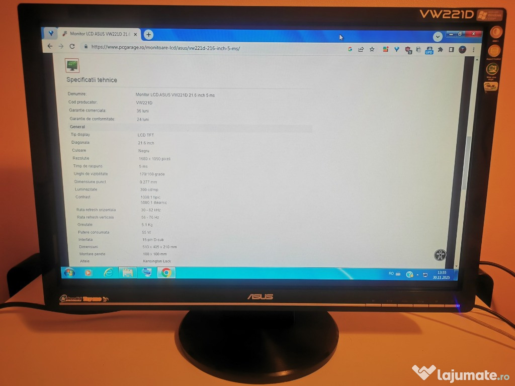 Monitor ASUS VW221D functional ptr PC sau camere video etc.
