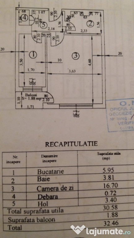 Garsoniera etaj 1 decomandata 32 mp Bradet Bradetu Arges