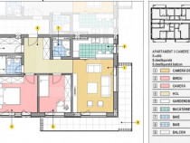 Apartament de 3 camere, 67mp, terasa 18mp, zona Mall