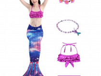Set 5 piese Costum Sirena Printesa Ariel THK®Albastru Caraibe - 110 cm