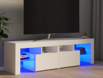Comodă TV cu lumini LED, alb, 140×36×40H cm Suport TV & Masă TV