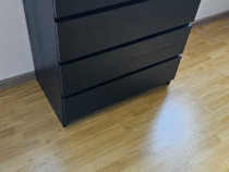 IKEA MALM - comodă 4 sertare, negru-maro