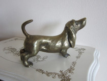 Cadou rar caine Dachshund Teckel vintage bronz masiv Viena 1960