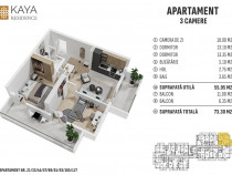 Apartament 3 camere 73,30mp, zona centrală Bistrița - KAYA Residence