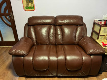 Canapea piele recliner maro